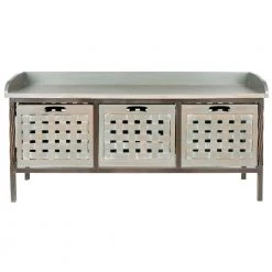 Isaac 3-Drawer Gray Entryway Bench by SAFAVIEH