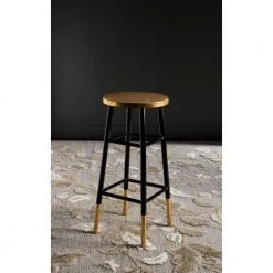 Emery 30 in. Black/Gold Bar Stool by SAFAVIEH -Safavieh Sales Store gold black safavieh bar stools fox3230c 31 1000