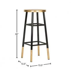 Emery 30 in. Black/Gold Bar Stool by SAFAVIEH -Safavieh Sales Store gold black safavieh bar stools fox3230c 40 1000