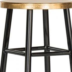 Emery 30 in. Black/Gold Bar Stool by SAFAVIEH -Safavieh Sales Store gold black safavieh bar stools fox3230c 4f 1000