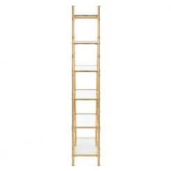 Arden 68 in. Gold/Clear Metal 6-shelf Bookcase by SAFAVIEH -Safavieh Sales Store gold clear safavieh bookcases bookshelves etg6201a 1f 1000