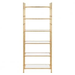 Arden 68 in. Gold/Clear Metal 6-shelf Bookcase by SAFAVIEH
