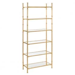 Arden 68 in. Gold/Clear Metal 6-shelf Bookcase by SAFAVIEH -Safavieh Sales Store gold clear safavieh bookcases bookshelves etg6201a c3 1000