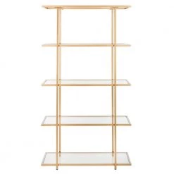 Francis 72 in. Gold/Clear Metal 5-shelf Bookcase by SAFAVIEH