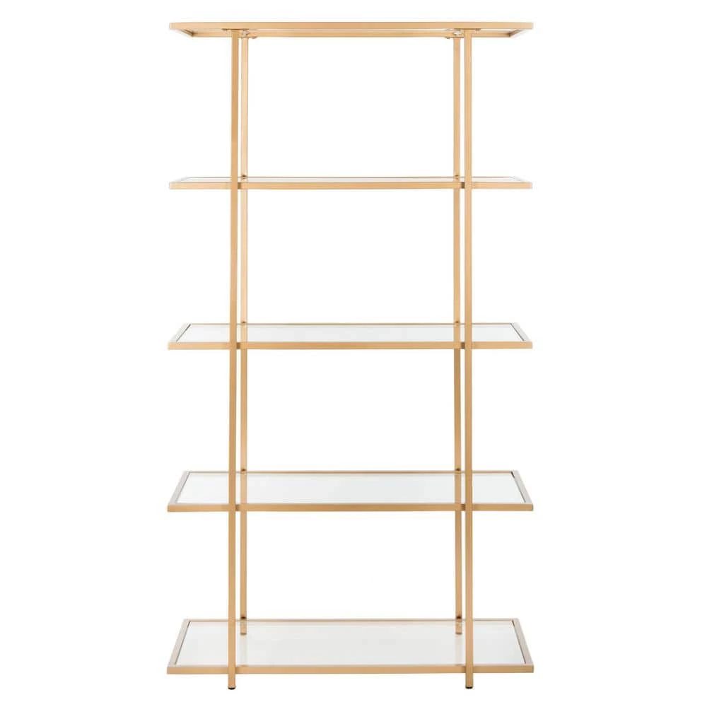 Francis 72 in. Gold/Clear Metal 5-shelf Bookcase by SAFAVIEH 3 Francis 72 in. Gold/Clear Metal 5-shelf Bookcase by SAFAVIEH