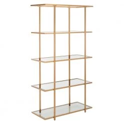 Francis 72 in. Gold/Clear Metal 5-shelf Bookcase by SAFAVIEH 10 Francis 72 in. Gold/Clear Metal 5-shelf Bookcase by SAFAVIEH -Safavieh Sales Store gold clear safavieh bookcases bookshelves etg6202a c3 1000