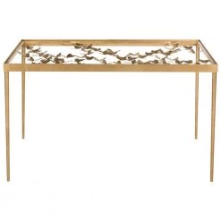 Rosalia 47 in. Gold/Glass Desk by SAFAVIEH