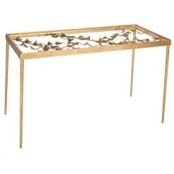 Rosalia 47 in. Gold/Glass Desk by SAFAVIEH -Safavieh Sales Store gold clear safavieh writing desks fox2588a c3 1000