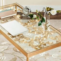 Otto 47 in. Gold/Glass Writing Desk by SAFAVIEH 15 Otto 47 in. Gold/Glass Writing Desk by SAFAVIEH -Safavieh Sales Store gold clear safavieh writing desks fox2590a 31 1000