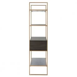 Skylar 72 in. Gold/Brown Metal 4-shelf Bookcase by SAFAVIEH -Safavieh Sales Store gold gray safavieh bookcases bookshelves etg6204a 1f 1000