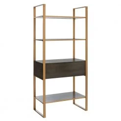 Skylar 72 in. Gold/Brown Metal 4-shelf Bookcase by SAFAVIEH -Safavieh Sales Store gold gray safavieh bookcases bookshelves etg6204a 44 1000