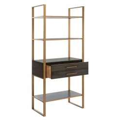 Skylar 72 in. Gold/Brown Metal 4-shelf Bookcase by SAFAVIEH -Safavieh Sales Store gold gray safavieh bookcases bookshelves etg6204a 66 1000