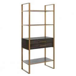 Skylar 72 in. Gold/Brown Metal 4-shelf Bookcase by SAFAVIEH -Safavieh Sales Store gold gray safavieh bookcases bookshelves etg6204a c3 1000