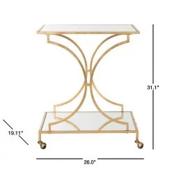 Ignatius Gold Serving Cart by SAFAVIEH -Safavieh Sales Store gold mirror top safavieh bar carts fox2555b 40 1000