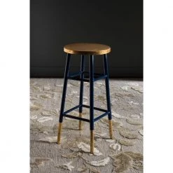 Emery 30 in. Navy/Gold Bar Stool by SAFAVIEH -Safavieh Sales Store gold navy safavieh bar stools fox3230a 31 1000