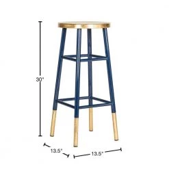 Emery 30 in. Navy/Gold Bar Stool by SAFAVIEH -Safavieh Sales Store gold navy safavieh bar stools fox3230a 40 1000