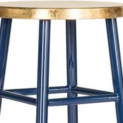Emery 30 in. Navy/Gold Bar Stool by SAFAVIEH -Safavieh Sales Store gold navy safavieh bar stools fox3230a 4f 1000