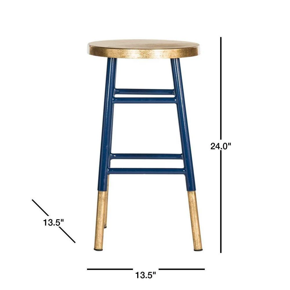 Emery 24 in. Navy/Gold Bar Stool by SAFAVIEH 5 Emery 24 in. Navy/Gold Bar Stool by SAFAVIEH - Image 3