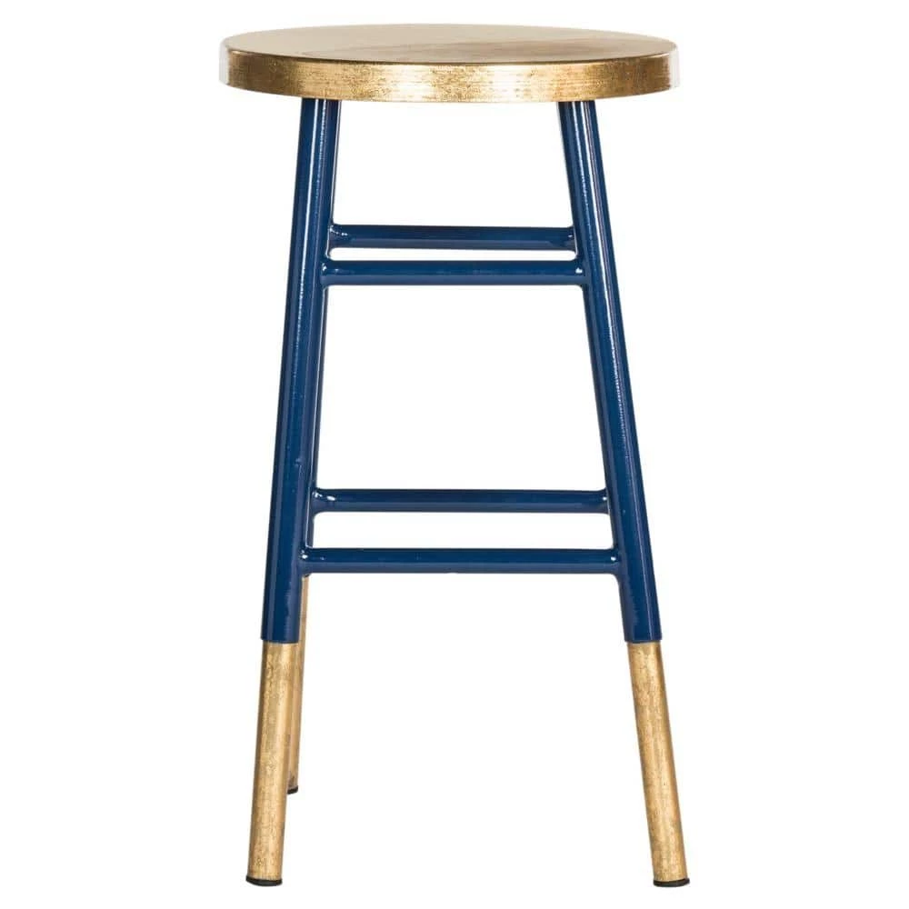 Emery 24 in. Navy/Gold Bar Stool by SAFAVIEH 3 Emery 24 in. Navy/Gold Bar Stool by SAFAVIEH