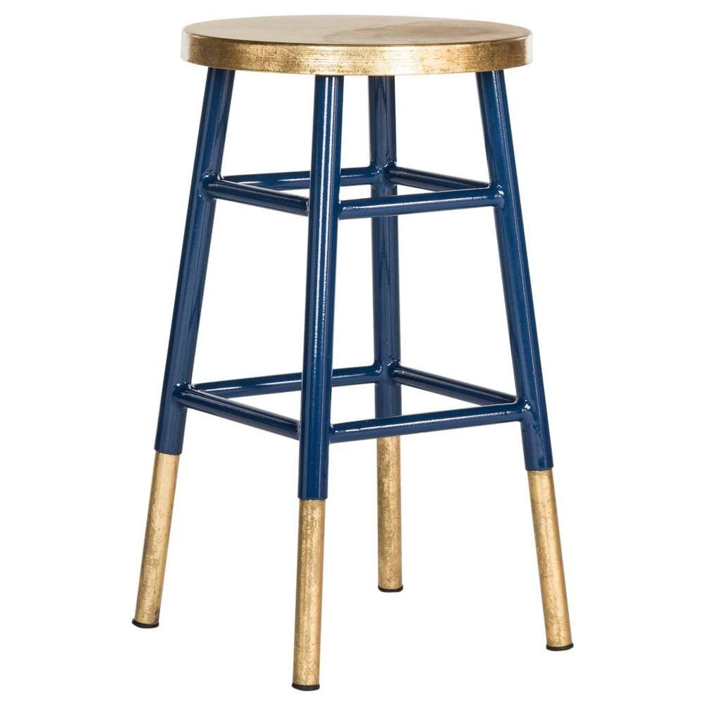Emery 24 in. Navy/Gold Bar Stool by SAFAVIEH 4 Emery 24 in. Navy/Gold Bar Stool by SAFAVIEH - Image 2