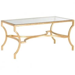 Alphonse 37 in. Gold/Glass Coffee Table by SAFAVIEH -Safavieh Sales Store gold safavieh coffee tables fox2541a 4f 1000