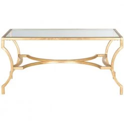 Alphonse 37 in. Gold/Glass Coffee Table by SAFAVIEH -Safavieh Sales Store gold safavieh coffee tables fox2541a c3 1000
