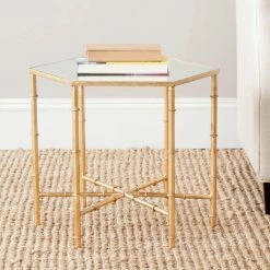 Kerri Gold End Table by SAFAVIEH -Safavieh Sales Store gold safavieh end side tables fox2517a c3 1000