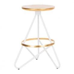 Galexia 24 in. Gold/White Backless Counter Stool by SAFAVIEH