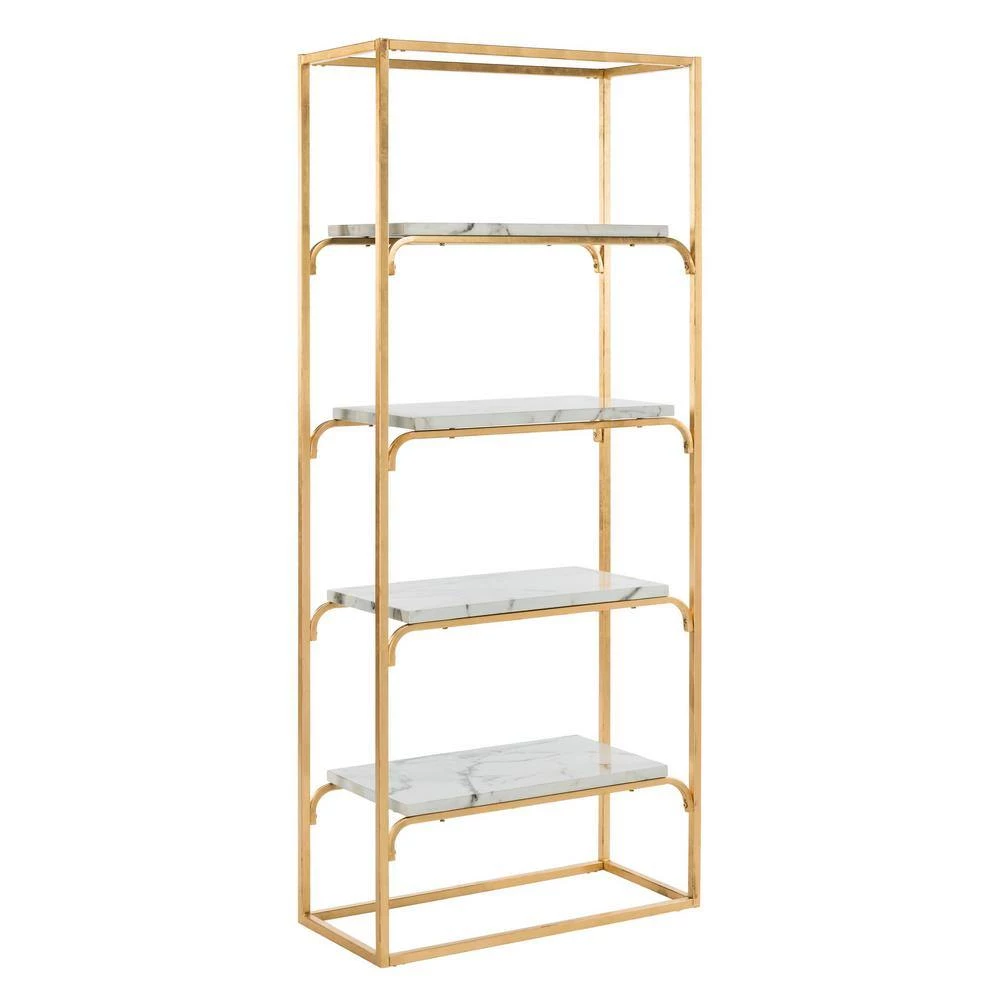 Fiora 72 in. Gold/White Metal 4-shelf Bookcase by SAFAVIEH 5 Fiora 72 in. Gold/White Metal 4-shelf Bookcase by SAFAVIEH - Image 3