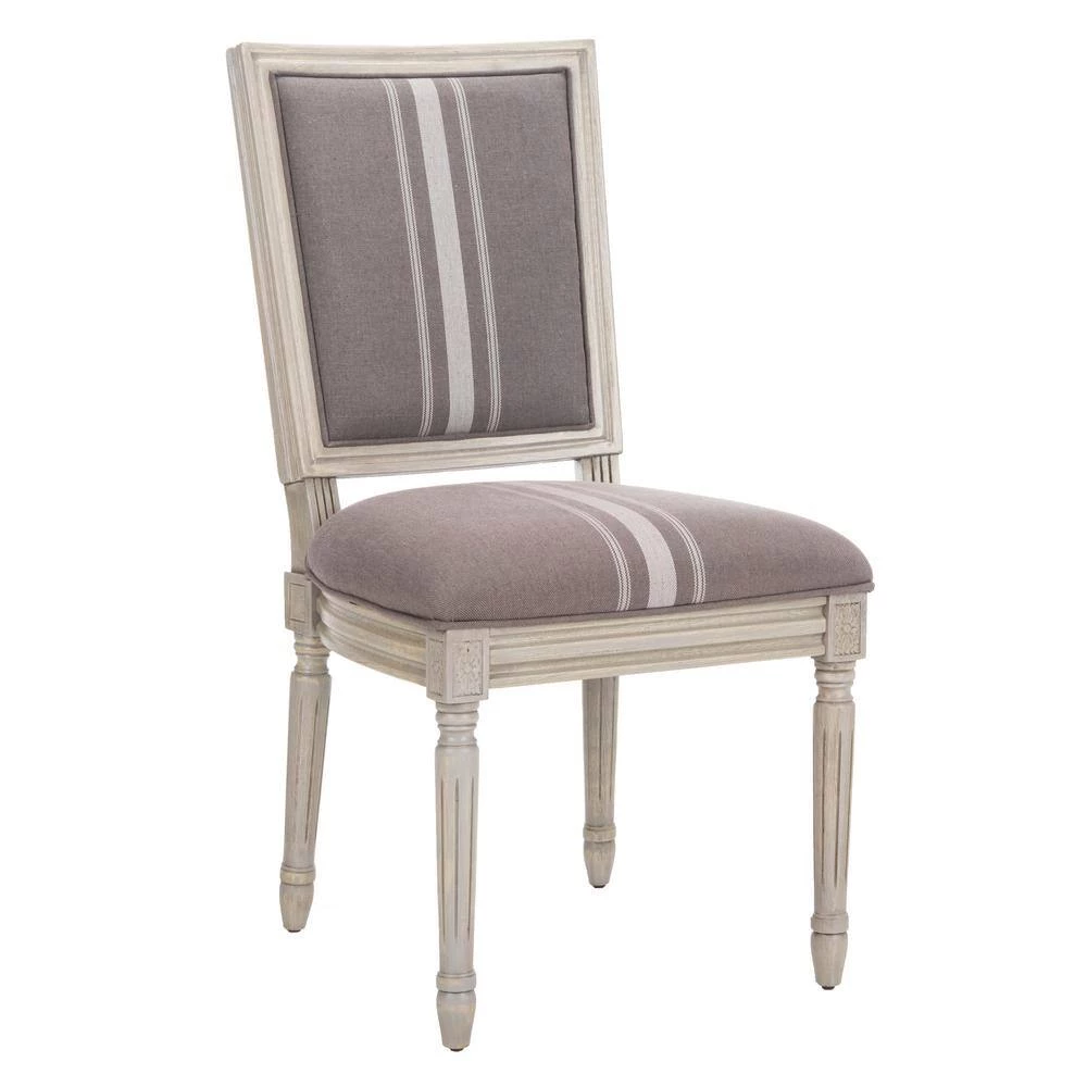 Buchanan Gray/Beige/Rustic Gray 19 in. H French Brasserie Linen Rectangular Side Chair (Set of 2) by SAFAVIEH 7 Buchanan Gray/Beige/Rustic Gray 19 in. H French Brasserie Linen Rectangular Side Chair (Set of 2) by SAFAVIEH - Image 5