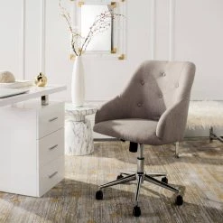 Evelynn Gray/Chrome Swivel Office Chair by SAFAVIEH -Safavieh Sales Store gray chrome safavieh task chairs och4502a 31 1000