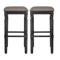 Preston 30 in. Light Gray Wood Backless Bar Stool (Set of 2) by SAFAVIEH