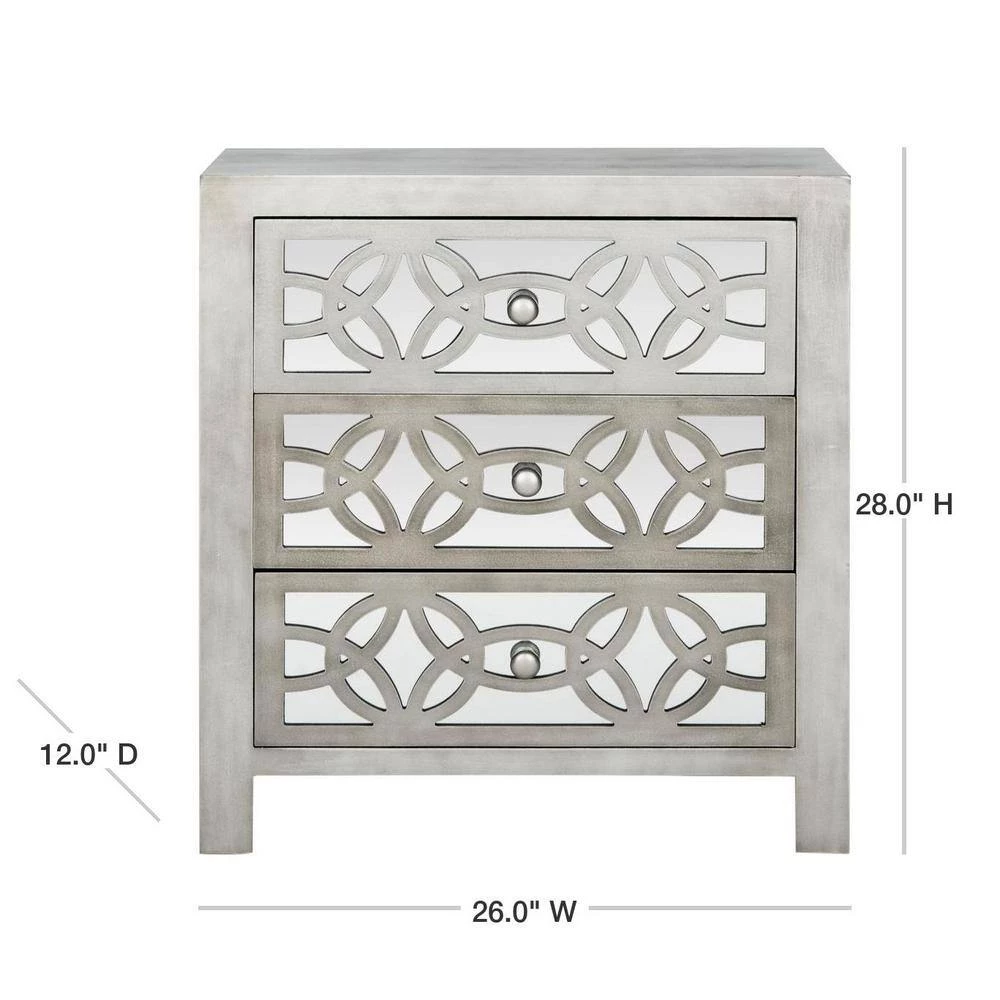 Tasha 3-Drawer Gray Nightstand Chest by SAFAVIEH 4 Tasha 3-Drawer Gray Nightstand Chest by SAFAVIEH - Image 2
