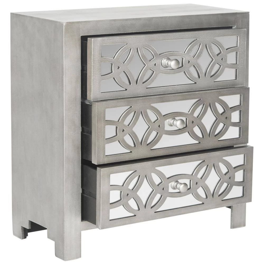 Tasha 3-Drawer Gray Nightstand Chest by SAFAVIEH 6 Tasha 3-Drawer Gray Nightstand Chest by SAFAVIEH - Image 4