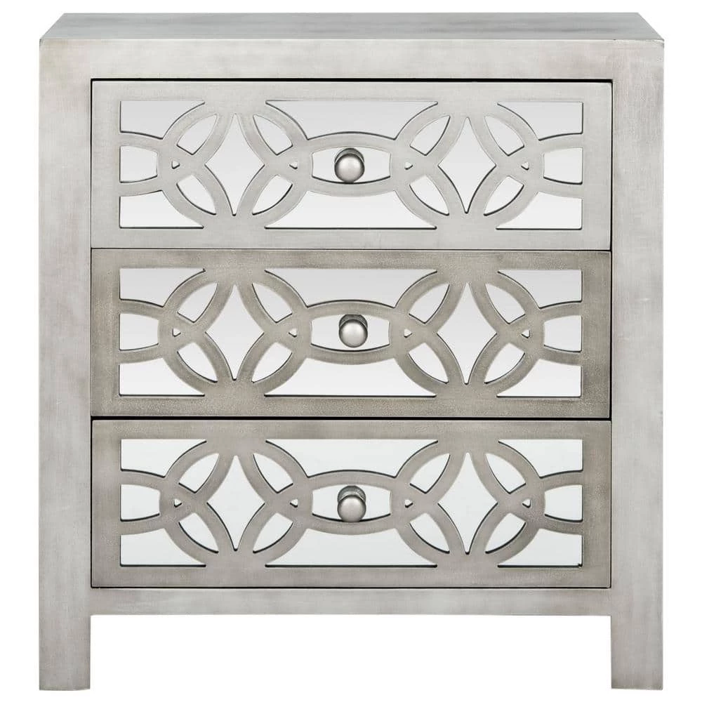Tasha 3-Drawer Gray Nightstand Chest by SAFAVIEH 5 Tasha 3-Drawer Gray Nightstand Chest by SAFAVIEH - Image 3