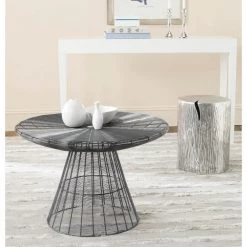 Reginald 29 in. Gray Coffee Table with Pedestal Base by SAFAVIEH