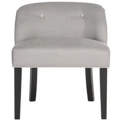 Bell Gray/Off-White Upholstered Vanity Chair by SAFAVIEH -Safavieh Sales Store gray taupe black safavieh makeup vanities mcr4203b c3 1000
