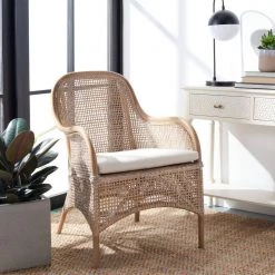 Charlie Gray/Off-White Arm Chair by SAFAVIEH -Safavieh Sales Store gray white wash safavieh accent chairs ach6514b 31 1000