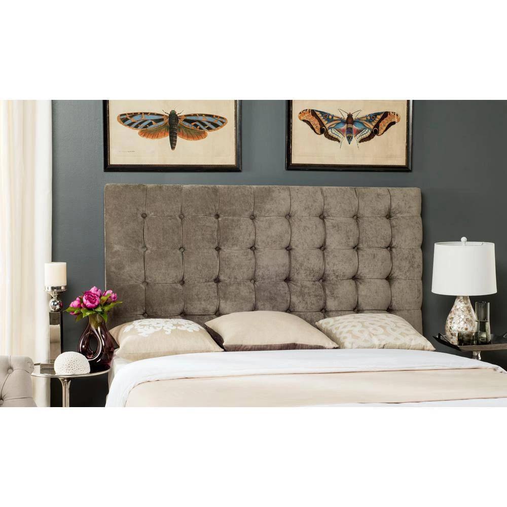 Lamar Gray/Beige King Upholstered Headboard by SAFAVIEH 4 Lamar Gray/Beige King Upholstered Headboard by SAFAVIEH - Image 2