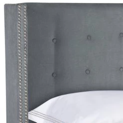 Keegan Gray Full Upholstered Headboard by SAFAVIEH -Safavieh Sales Store grey velvet safavieh headboards mcr4007c f 31 1000