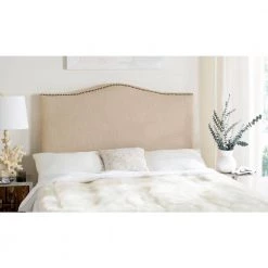 Jeneve Beige King Upholstered Headboard by SAFAVIEH -Safavieh Sales Store hemp safavieh headboards mcr4031a e1 1000