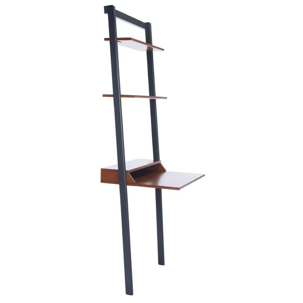 Pamella 27.6 in. Brown/Black 2-Shelf Leaning Desk by SAFAVIEH 7 Pamella 27.6 in. Brown/Black 2-Shelf Leaning Desk by SAFAVIEH - Image 5