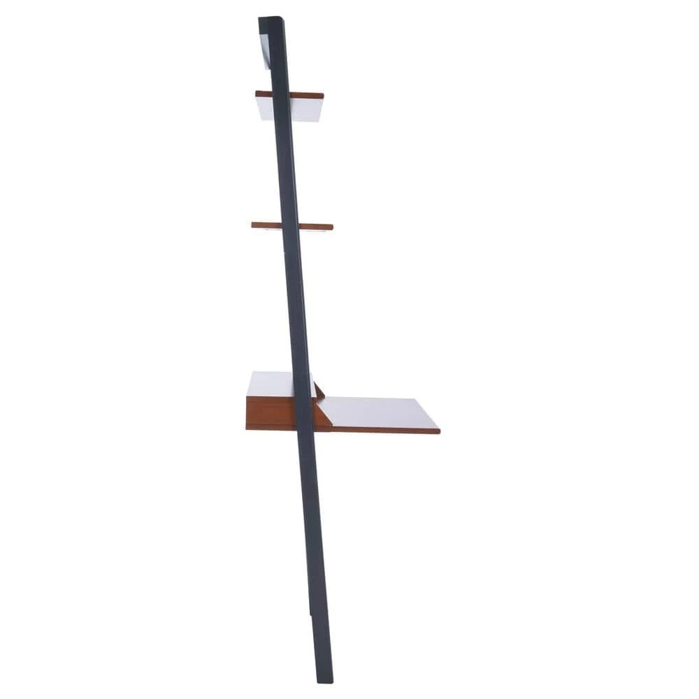 Pamella 27.6 in. Brown/Black 2-Shelf Leaning Desk by SAFAVIEH 4 Pamella 27.6 in. Brown/Black 2-Shelf Leaning Desk by SAFAVIEH - Image 2