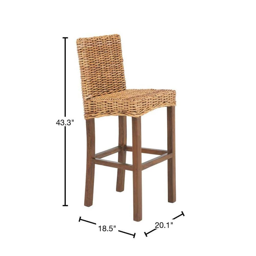 Tobie 43.31 in. Brown Bar Stool by SAFAVIEH 5 Tobie 43.31 in. Brown Bar Stool by SAFAVIEH - Image 3