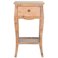 Thelma 16.1 in. Light Brown Wood Storage End Table by SAFAVIEH