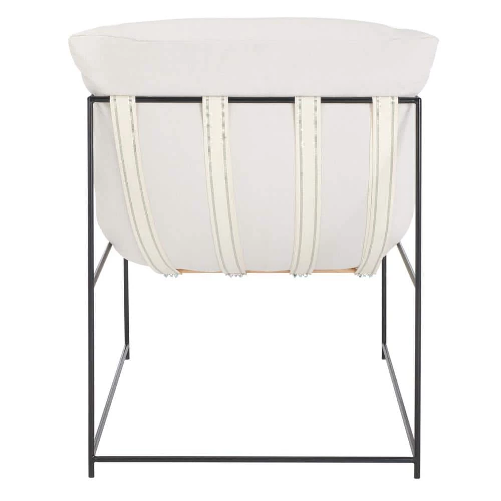 Portland Off-White/Black Upholstered Arm Chair by SAFAVIEH 5 Portland Off-White/Black Upholstered Arm Chair by SAFAVIEH - Image 3