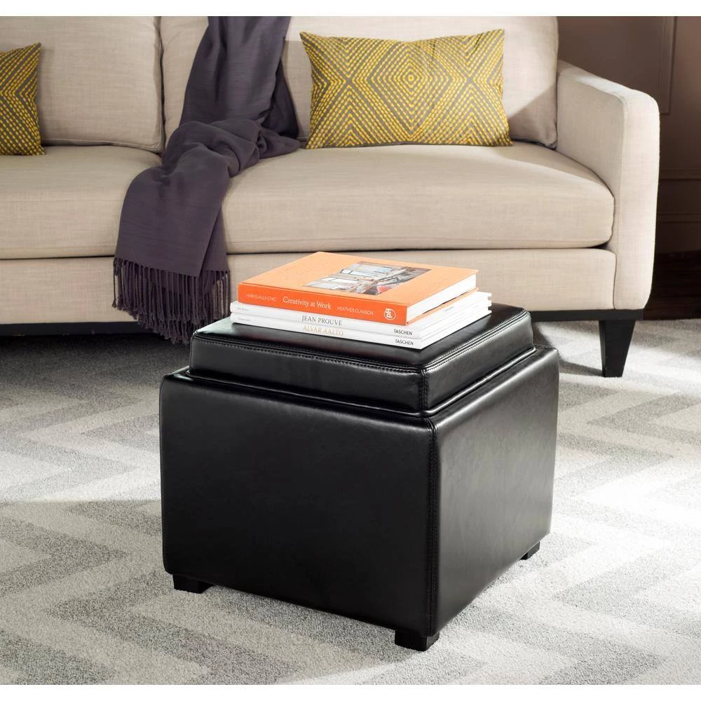 Bobbi Black Storage Ottoman by SAFAVIEH 4 Bobbi Black Storage Ottoman by SAFAVIEH - Image 2