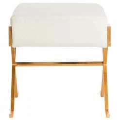 Luna Off-White/Gold Upholstered Entryway Bench by SAFAVIEH -Safavieh Sales Store light beige safavieh bedroom benches fox6281a 1f 1000