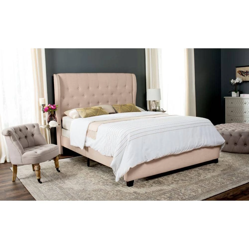 Blanchett Off-White/Beige Full Upholstered Bed by SAFAVIEH 9 Blanchett Off-White/Beige Full Upholstered Bed by SAFAVIEH - Image 7