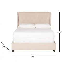 Blanchett Off-White/Beige Full Upholstered Bed by SAFAVIEH 11 Blanchett Off-White/Beige Full Upholstered Bed by SAFAVIEH -Safavieh Sales Store light beige safavieh panel beds fox6213a f 40 1000